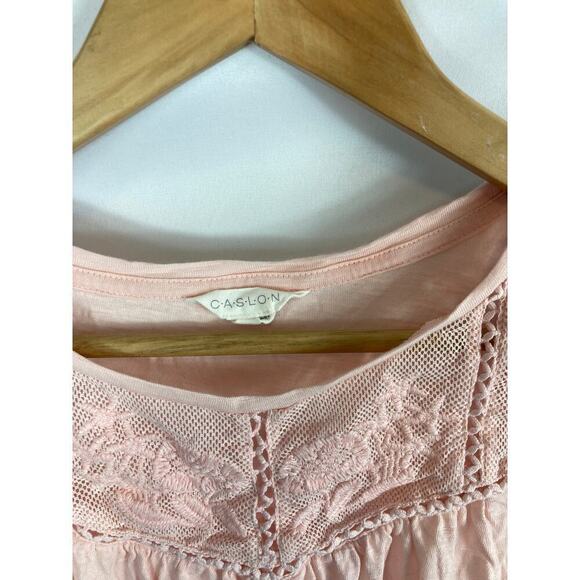 Caslon Embroidered Yoke Tee In Pink Bride size xs - Picture 4 of 7